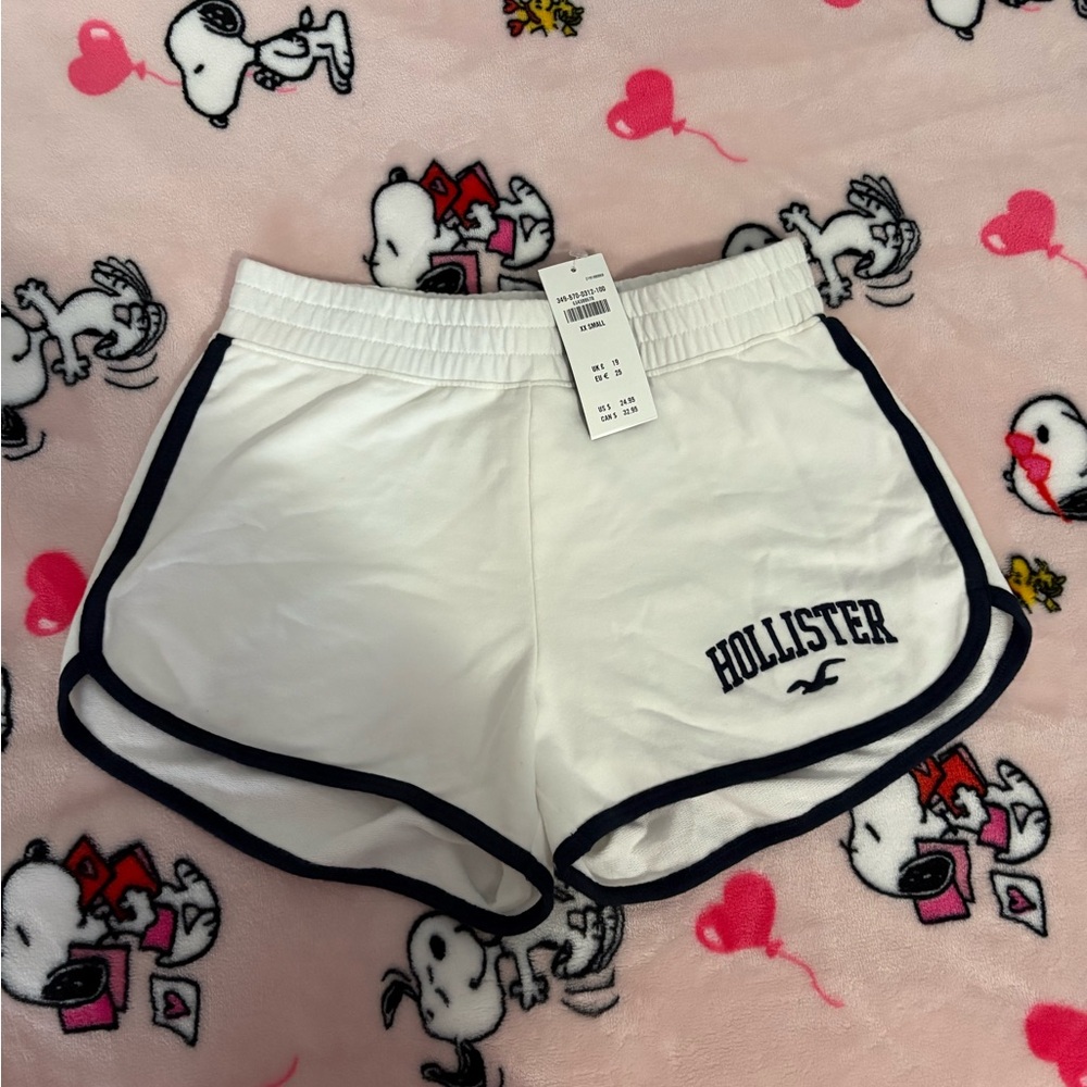 Hollister White Athletic Shorts with Elastic Waistband
